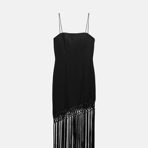 Zara Black Asymmetrical Fringe Dress